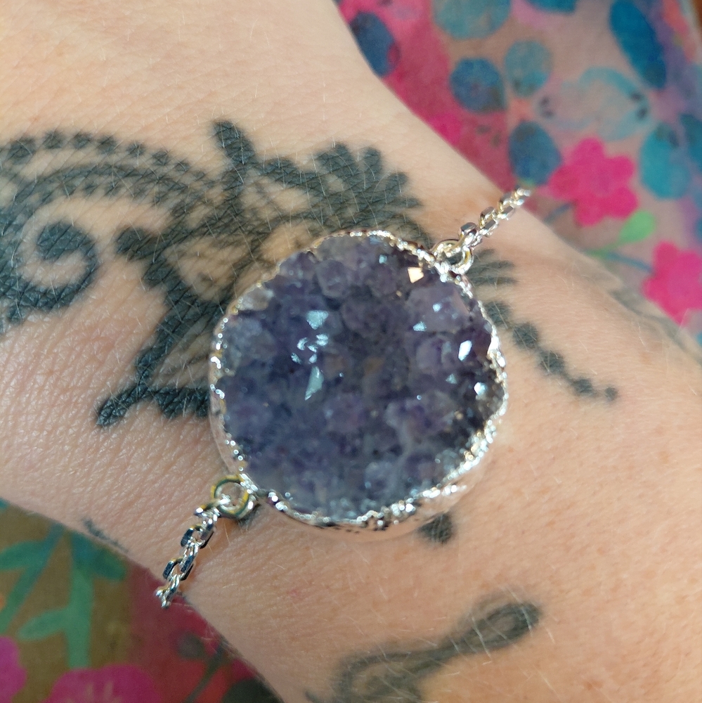 Purple Amethyst Druzy Bracelet